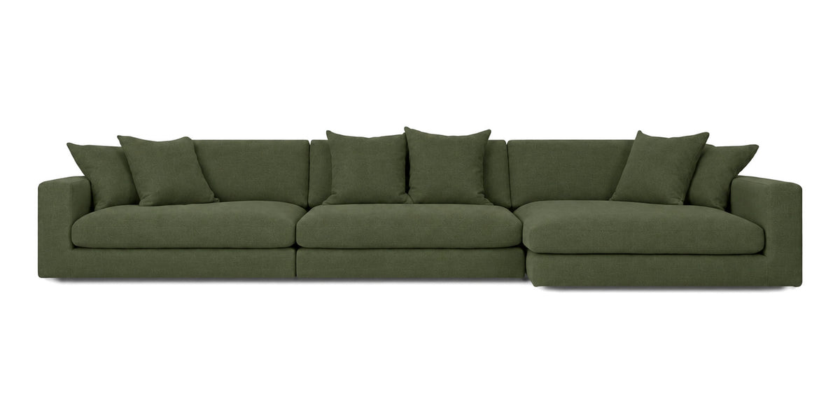 Cloud Cove 3-Piece Chaise Sofa in Heritage Green — Left Arm + Armless + Right Chaise