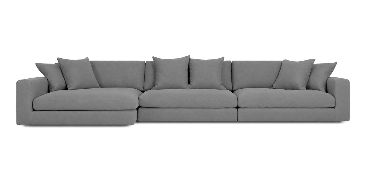 Cloud Cove 3-Piece Chaise Sofa in Medium Grey — Right Arm + Armless + Left Chaise