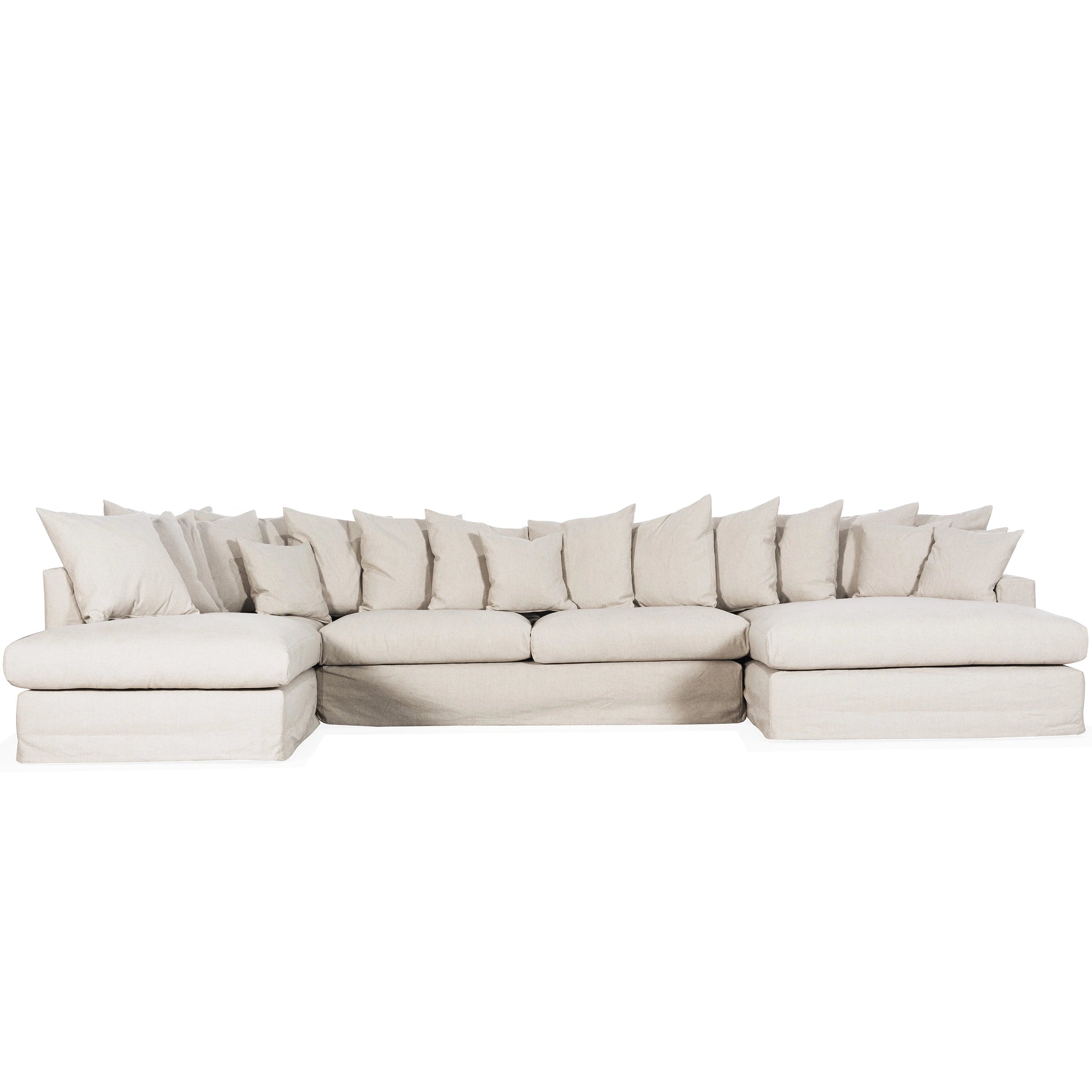 Hampton | Linen Feather Double Chaise Modular Sofa