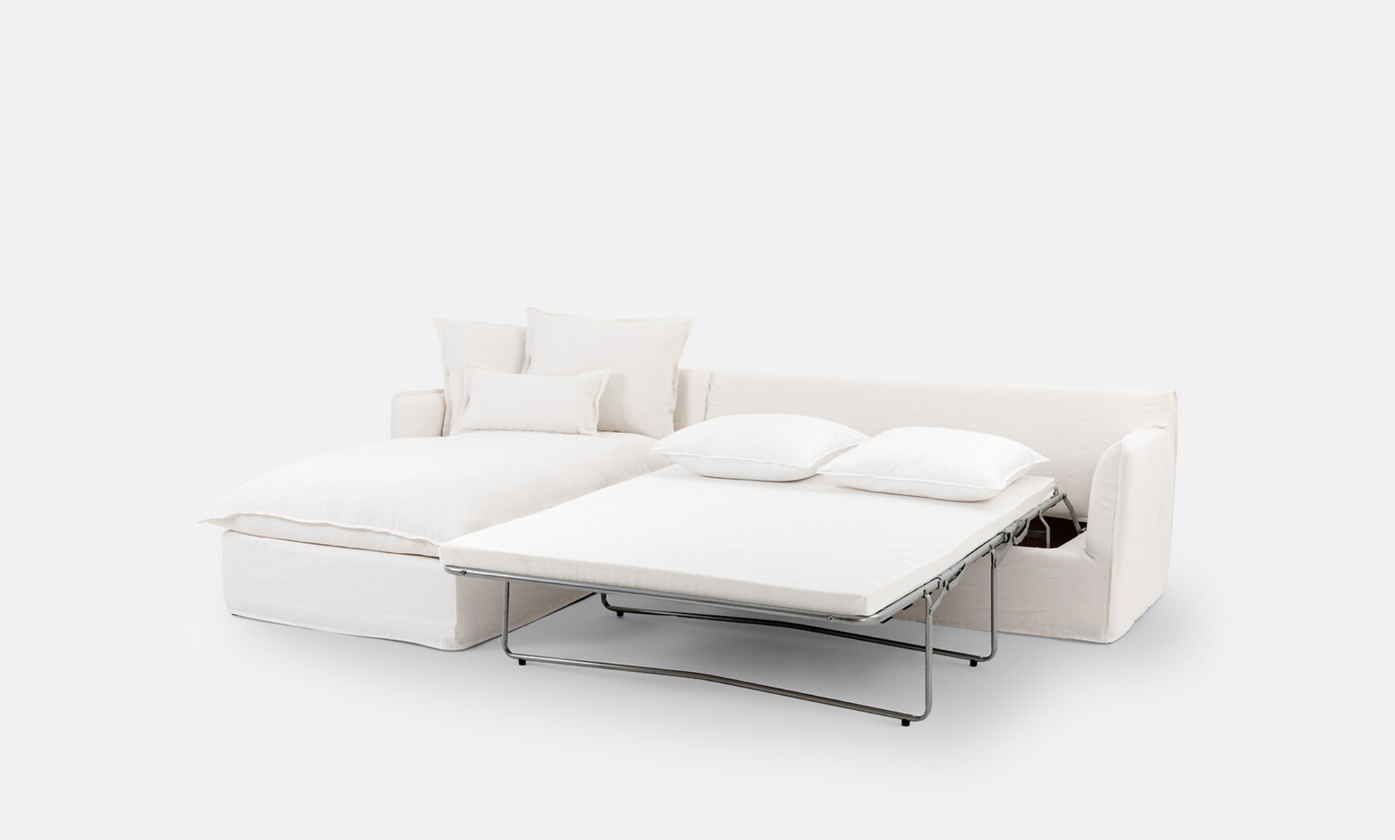 Coastal | Linen Style Slipcovered 4 Seater Sofa Bed Chaise