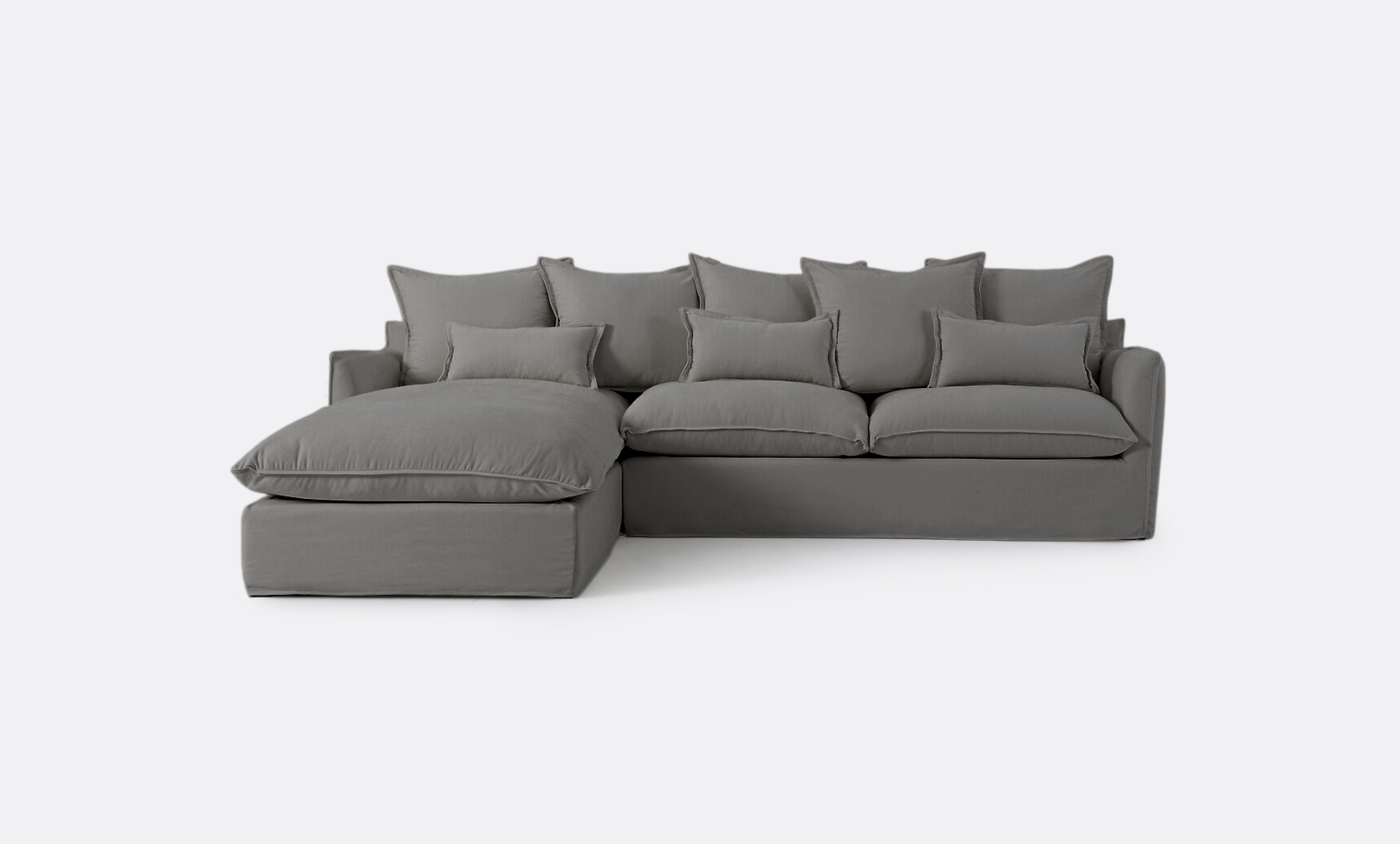 Coastal | Linen Style Slipcovered Feather 3 Seater Reversible Chaise Seater Sofa