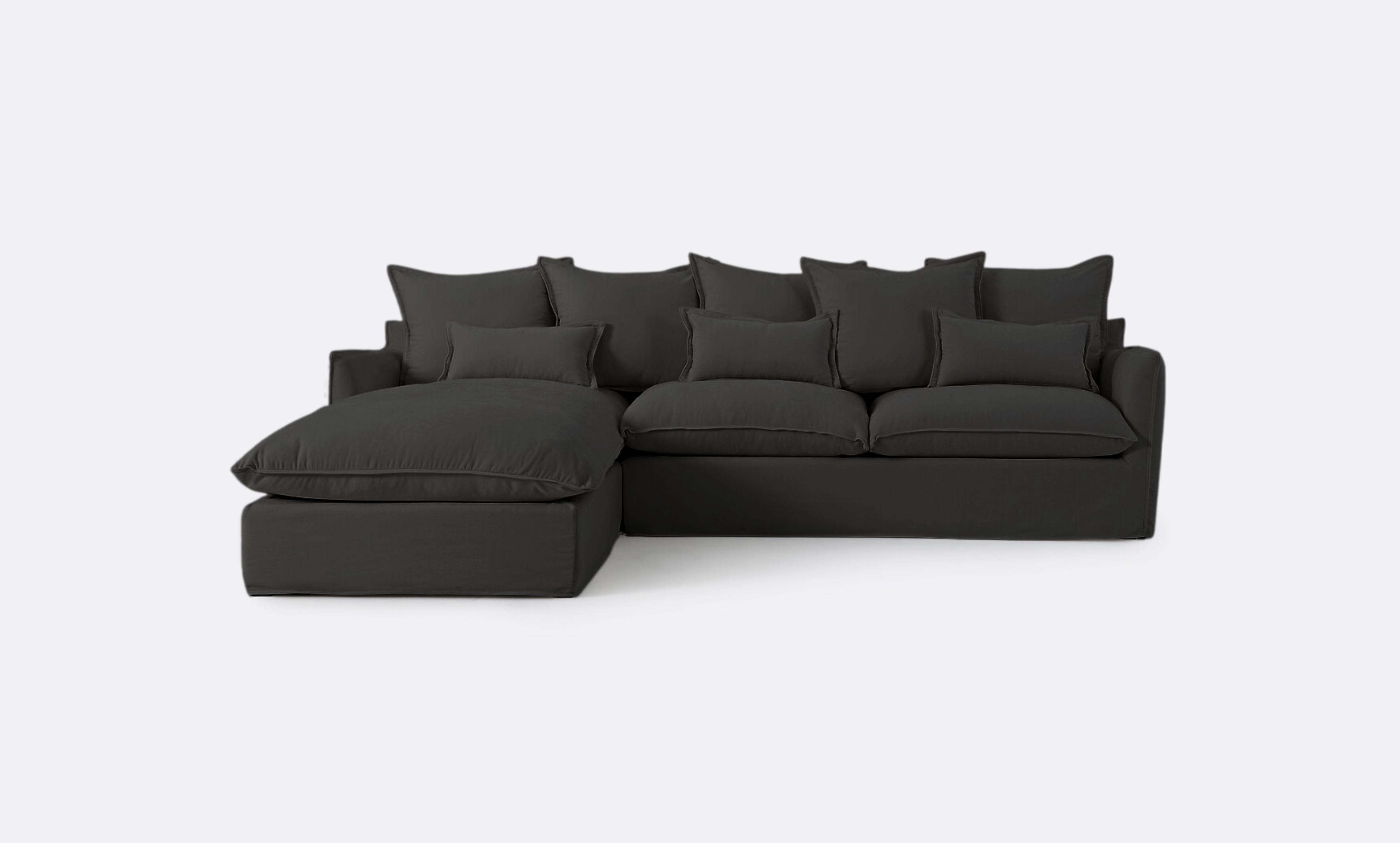 Coastal | Linen Style Slipcovered Feather 3 Seater Reversible Chaise Seater Sofa