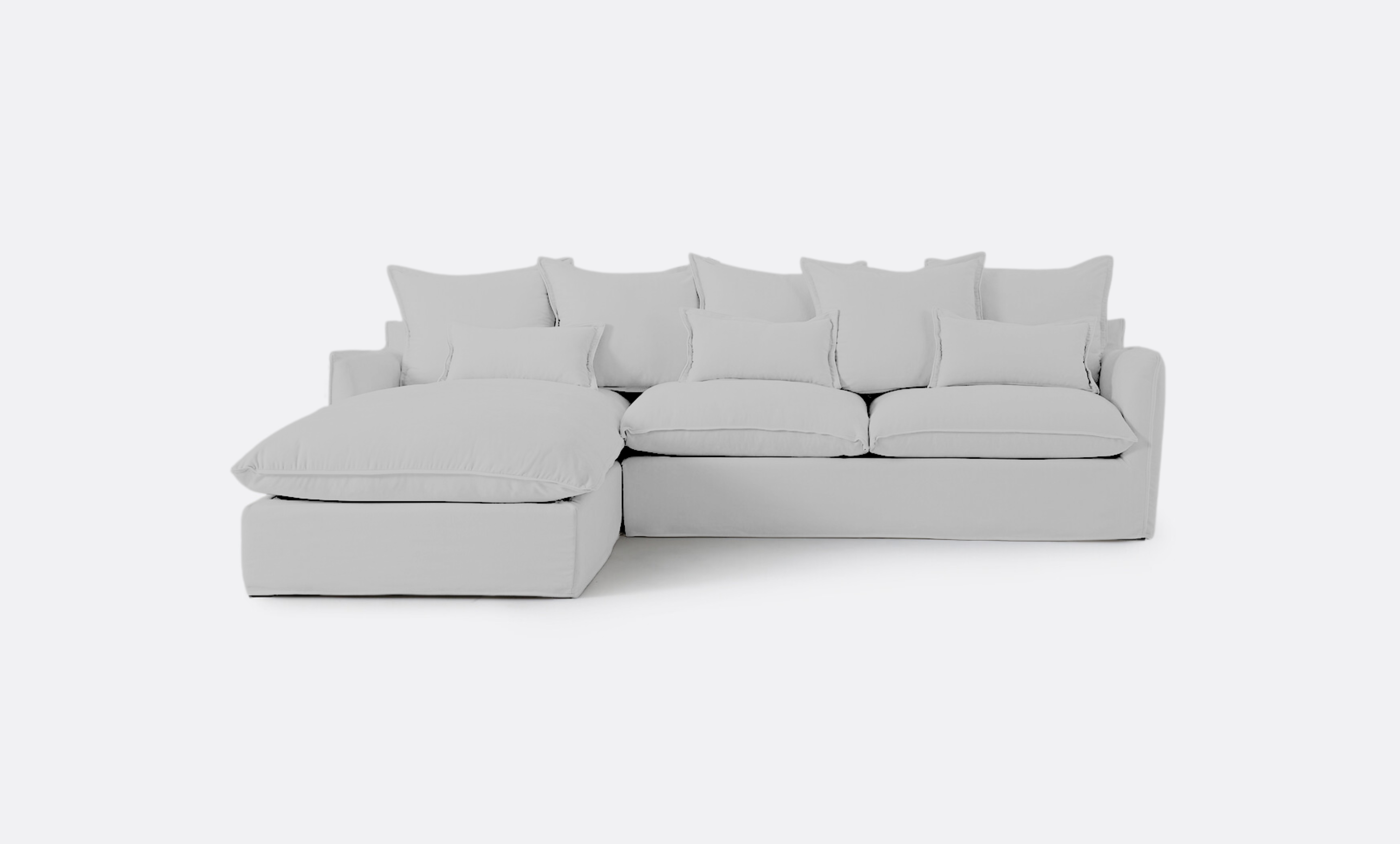 Coastal | Linen Style Slipcovered Feather 3 Seater Reversible Chaise Seater Sofa