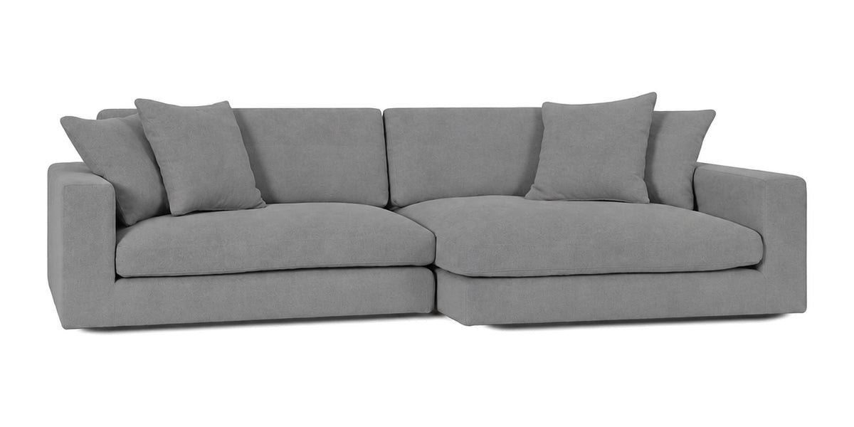 Cloud Cove 2-Piece Chaise Sofa in Medium Grey — Left Arm + Right Chaise