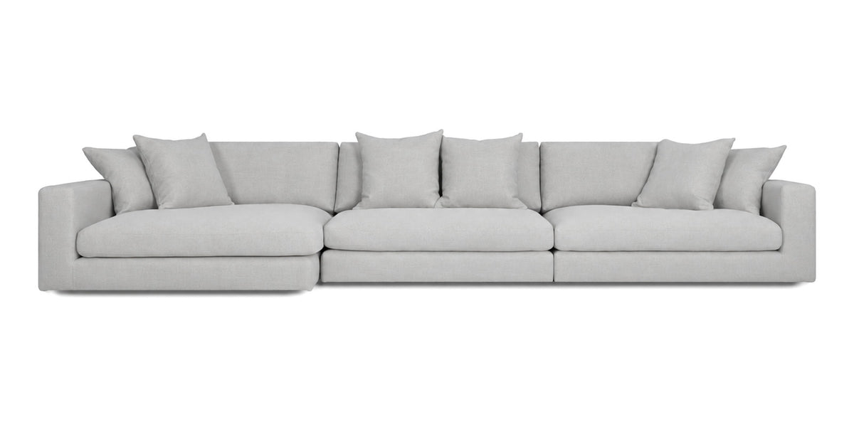 Cloud Cove 3-Piece Chaise Sofa in Light Grey — Right Arm + Armless + Left Chaise