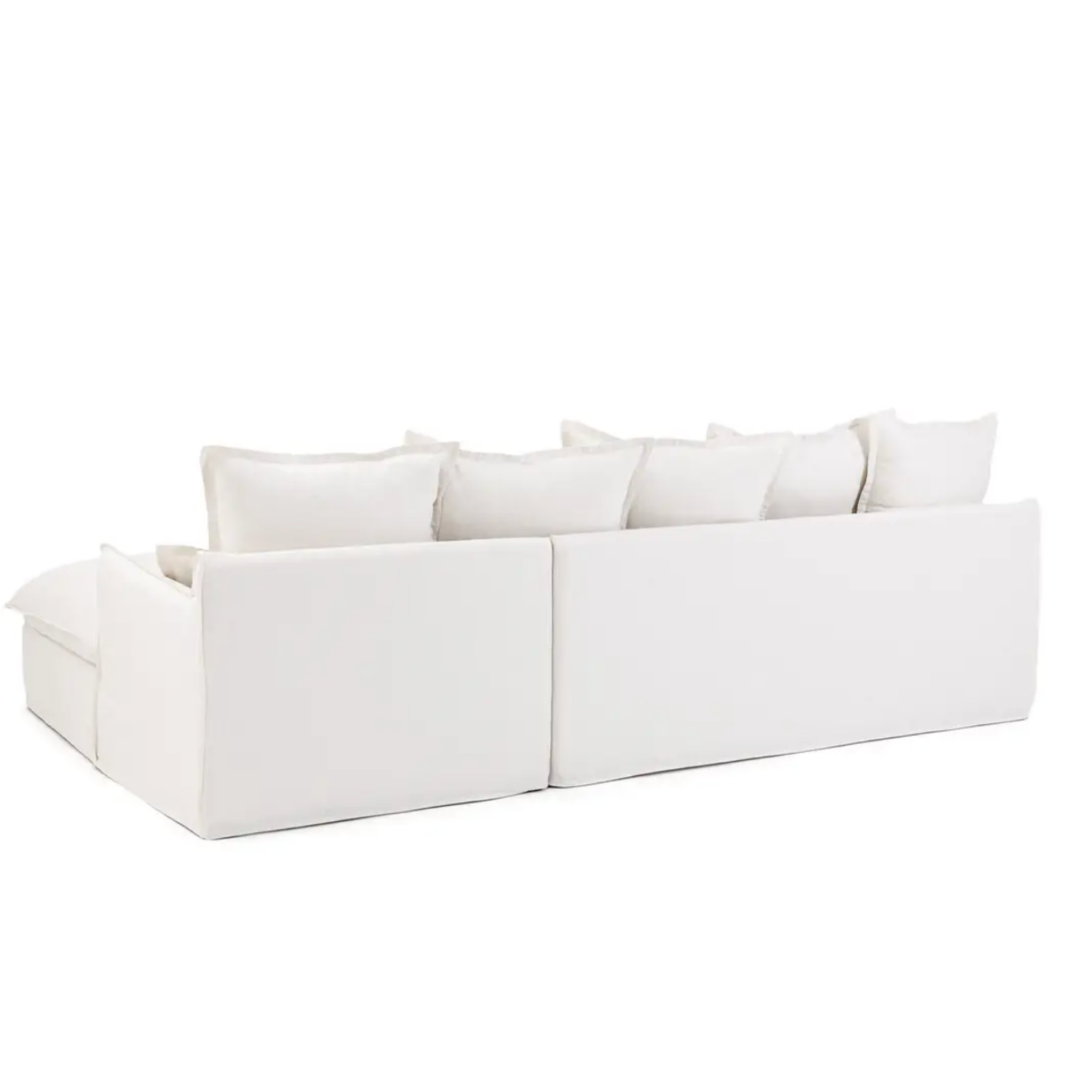 Coastal | Linen Style Slipcovered Feather 3  Chaise Seater Sofa - Banana Home