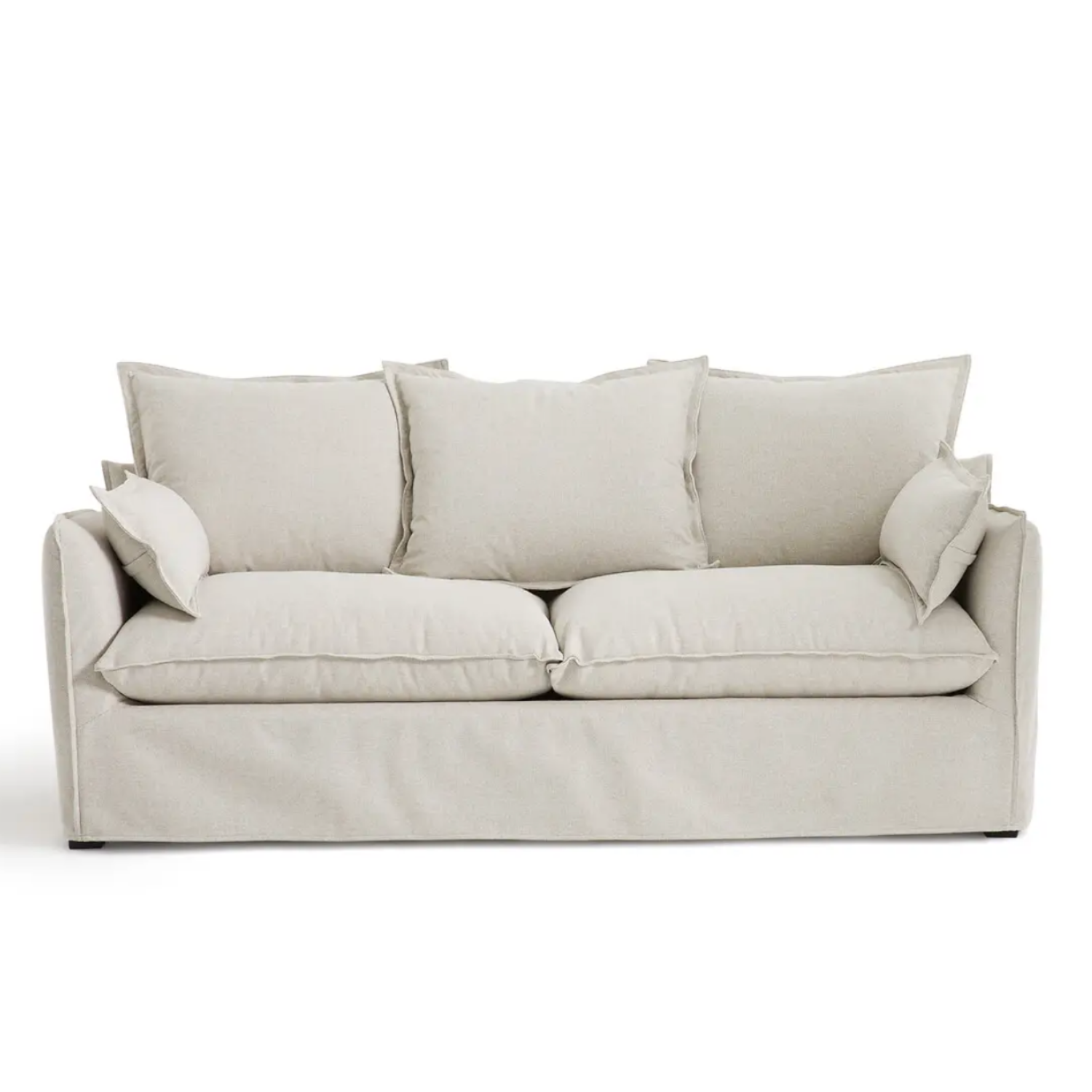 Coastal | Linen Style Slipcovered Feather 3 Seater Sofa - Banana Home