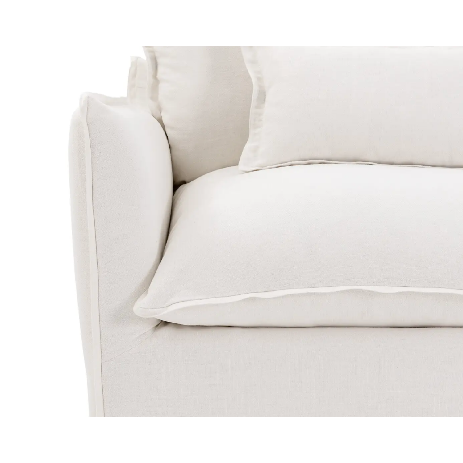 Coastal | Linen Style Slipcovered Feather 3  Chaise Seater Sofa - Banana Home