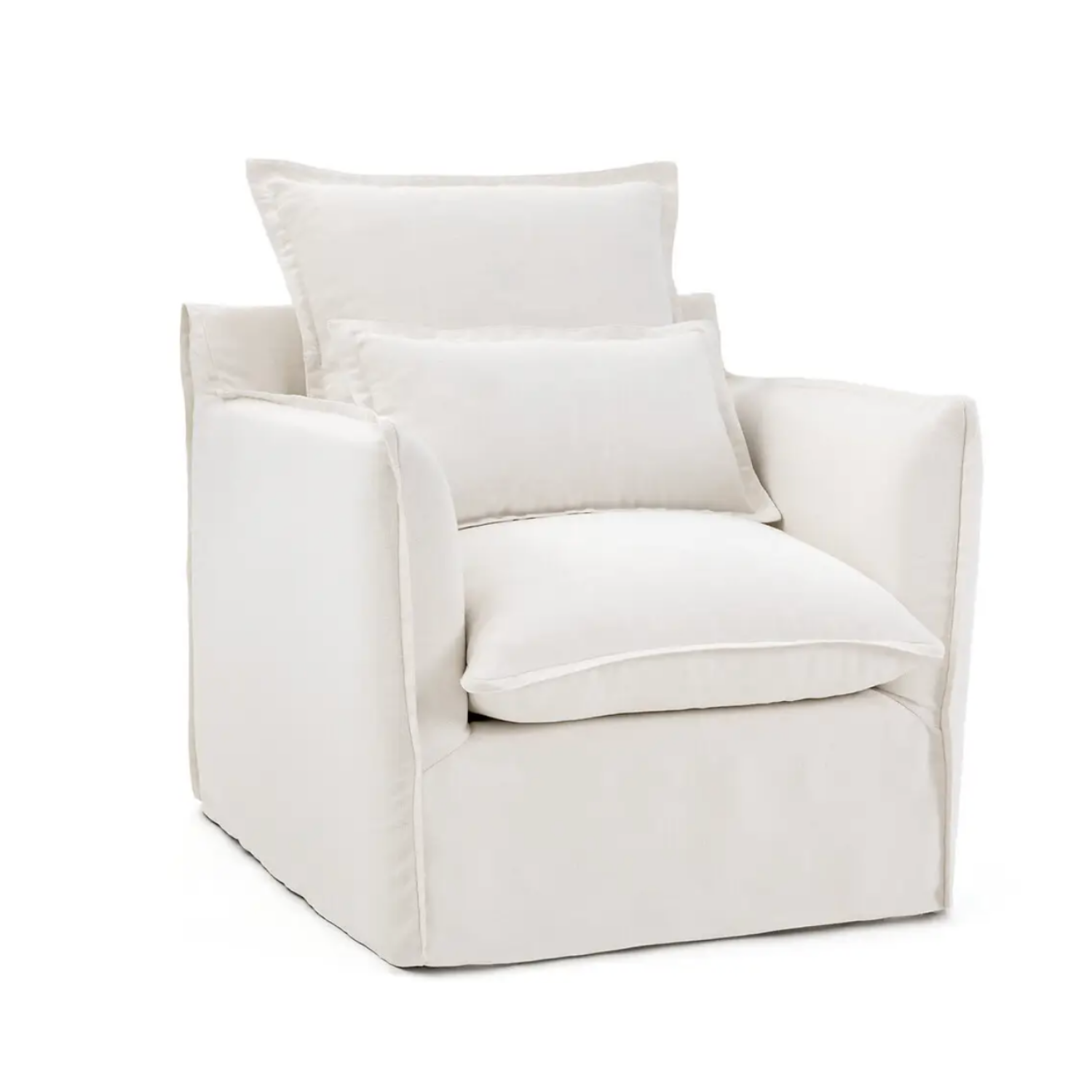 Coastal | Linen Style Slipcovered Feather 1 Seater Sofa - Banana Home