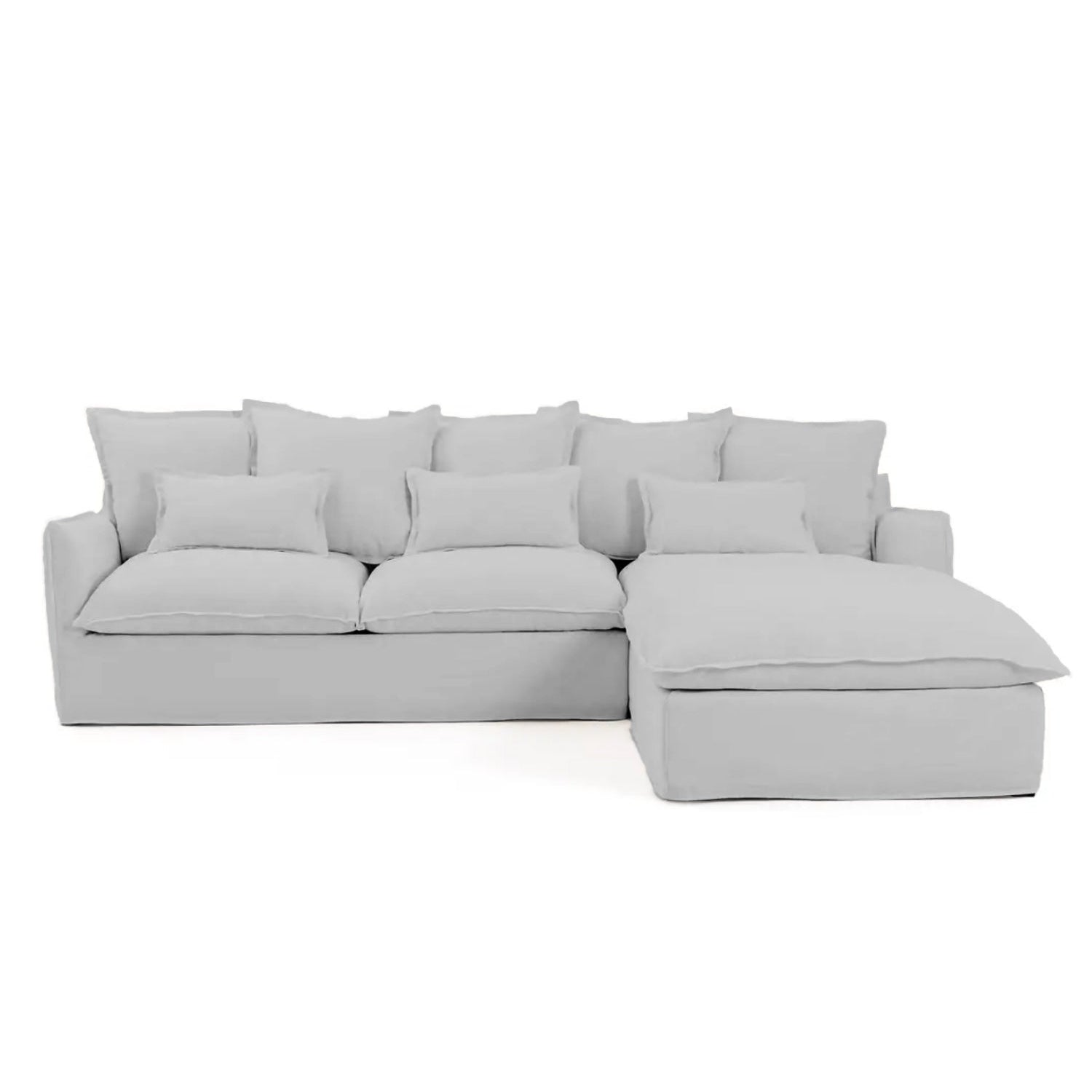 Coastal | Linen Style Slipcovered Feather 3 Seater Reversible Chaise Seater Sofa