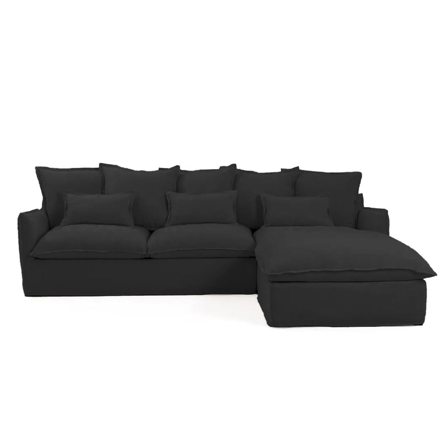 Coastal | Linen Style Slipcovered Feather 3 Seater Reversible Chaise Seater Sofa